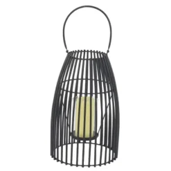 Lanterns-Kirkland's Home Metal Vertical Caged Lantern, 16 In. Black