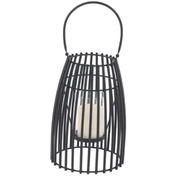 Lanterns-Kirkland's Home Metal Vertical Caged Lantern, 12 In. Black