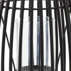 Lanterns-Kirkland's Home Metal Vertical Caged Lantern, 12 In. Black