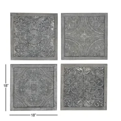 Wall Plaques-Kirkland's Home Metallic Carved Fir Wood Wall Plaques, Set Of 4 Brown/Silver