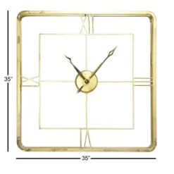 Clocks-Kirkland's Home Metallic Gold Square Open Face Clock