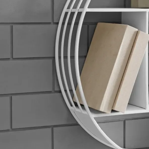 Shelves-Kirkland's Home Metallic Metal Circular Frame Wall Shelf White