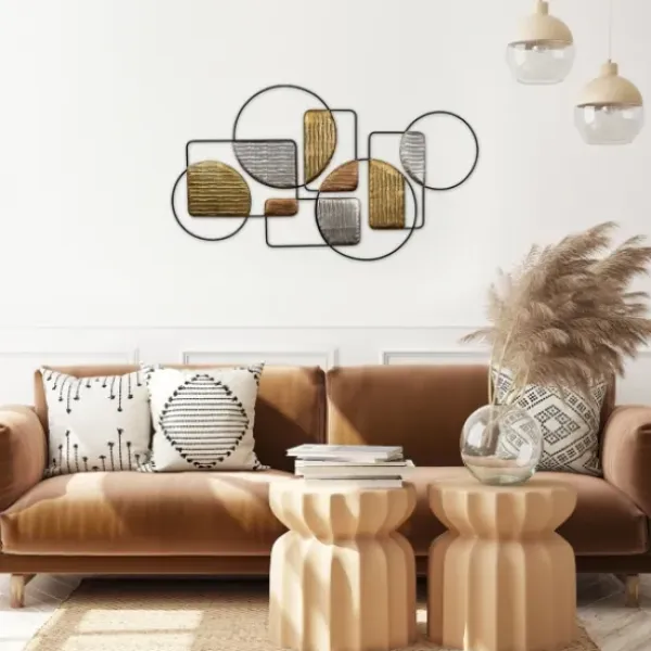 Wall Plaques-Kirkland's Home Metallic Modern Abstract Shapes Wall Plaque Black/Gold/Silver