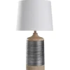 Table Lamps-Kirkland's Home Metallic Silver Banded Table Lamp White