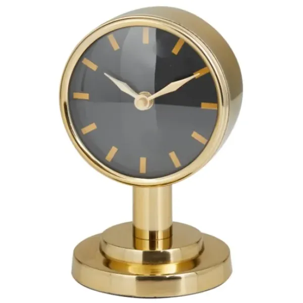 Decorative Accents-Kirkland's Home Metallic Steel Beveled Base Tabletop Clock Gold
