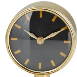 Decorative Accents-Kirkland's Home Metallic Steel Beveled Base Tabletop Clock Gold
