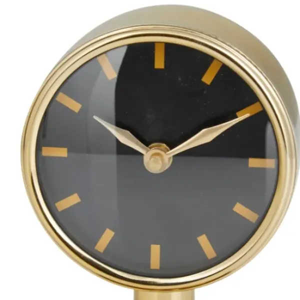 Decorative Accents-Kirkland's Home Metallic Steel Beveled Base Tabletop Clock Gold