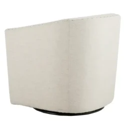 Accent Chairs-Kirkland's Home Metro Club Natural Swivel Chair With Nailhead Trim White