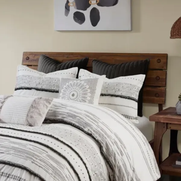 Duvets-Kirkland's Home Mia Striped 3-Pc. King Duvet Cover Set White