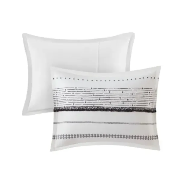 Duvets-Kirkland's Home Mia Striped 3-Pc. King Duvet Cover Set White