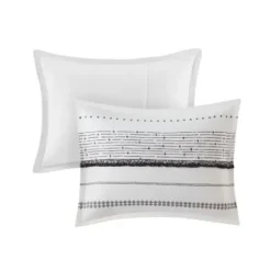 Comforters-Kirkland's Home Mia White Striped 3-Pc. King Comforter Set White/Black