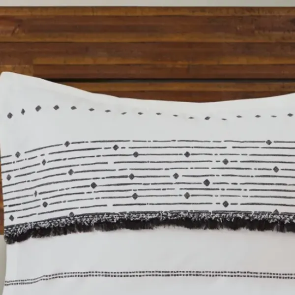 Comforters-Kirkland's Home Mia White Striped 3-Pc. King Comforter Set White/Black