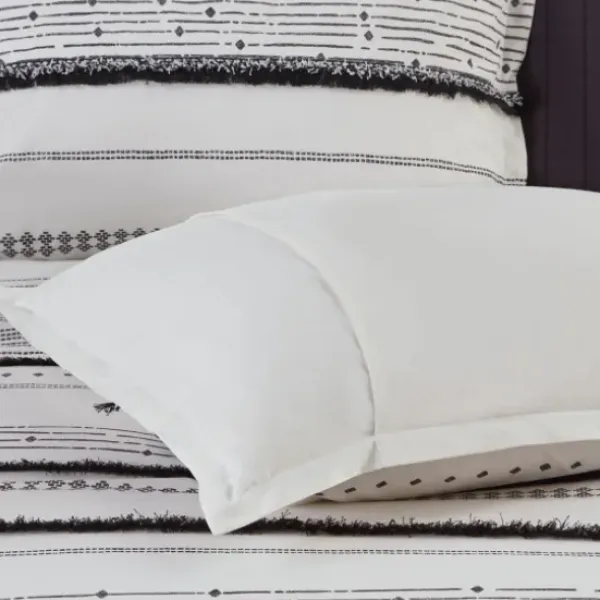 Comforters-Kirkland's Home Mia White Striped 3-Pc. King Comforter Set White/Black