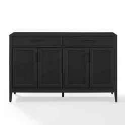 Cabinets & Sideboards-Kirkland's Home Micah Black Rattan Mesh Sideboard Cabinet