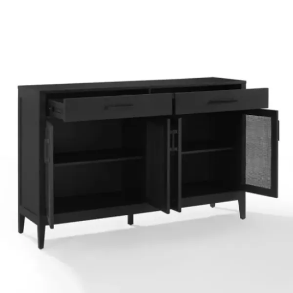 Cabinets & Sideboards-Kirkland's Home Micah Black Rattan Mesh Sideboard Cabinet
