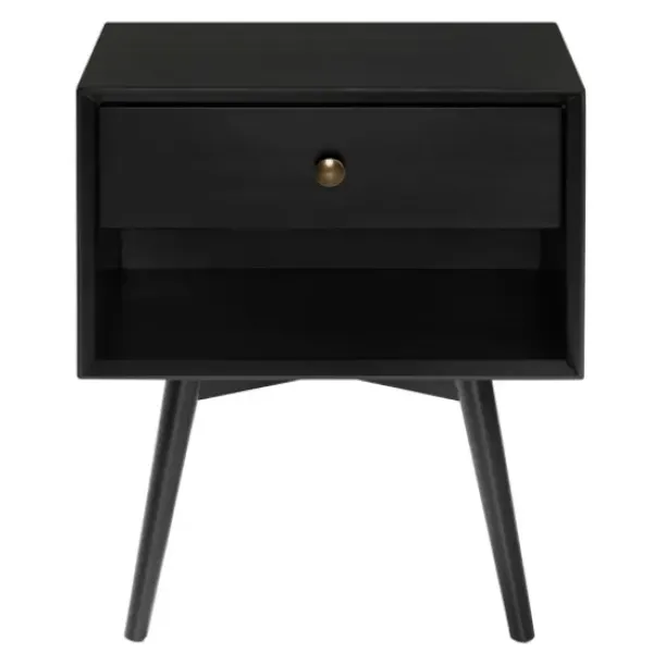 Nightstands-Kirkland's Home Mid-Century Cubby Nightstand Black