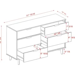 Dressers & Chests-Kirkland's Home Midcentury Grooved Handles Dresser White