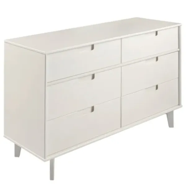 Dressers & Chests-Kirkland's Home Midcentury Grooved Handles Dresser White