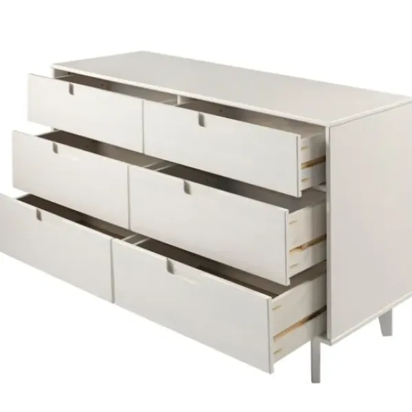 Dressers & Chests-Kirkland's Home Midcentury Grooved Handles Dresser White