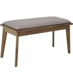 Dining Chairs-Kirkland's Home Mid-Century Modern Arcade Dining Bench Gray