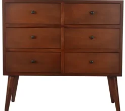 Dressers & Chests-Kirkland's Home Mid-Century Six Drawer Accent Chest Brown