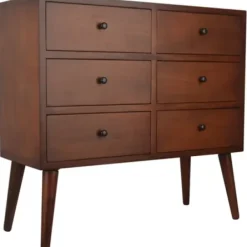Dressers & Chests-Kirkland's Home Mid-Century Six Drawer Accent Chest Brown