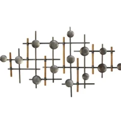 Wall Plaques-Kirkland's Home Mid-Century Wood And Metal Sculpture Wall Plaque Silver/Black/Brown
