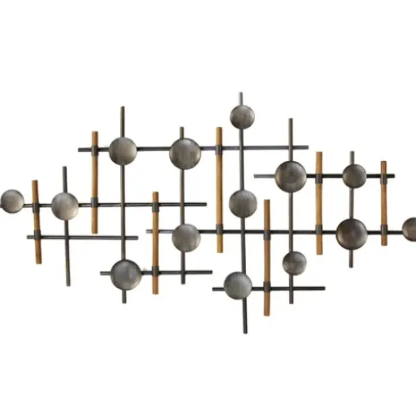Wall Plaques-Kirkland's Home Mid-Century Wood And Metal Sculpture Wall Plaque Silver/Black/Brown
