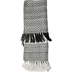 Blankets & Throws-Kirkland's Home Midnight Crosshatch Stripes Outdoor Throw Blanket White/Black
