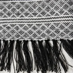 Blankets & Throws-Kirkland's Home Midnight Crosshatch Stripes Outdoor Throw Blanket White/Black