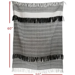 Blankets & Throws-Kirkland's Home Midnight Crosshatch Stripes Outdoor Throw Blanket White/Black