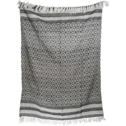 Blankets & Throws-Kirkland's Home Midnight Honeycomb Outdoor Throw Blanket White/Black