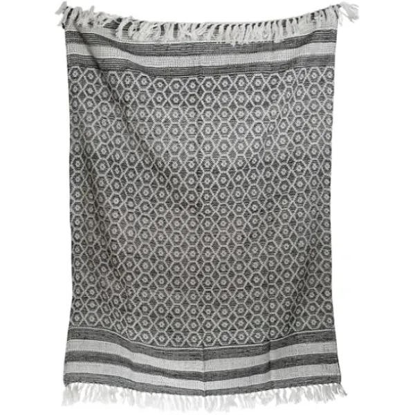 Blankets & Throws-Kirkland's Home Midnight Honeycomb Outdoor Throw Blanket White/Black