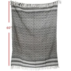 Blankets & Throws-Kirkland's Home Midnight Honeycomb Outdoor Throw Blanket White/Black