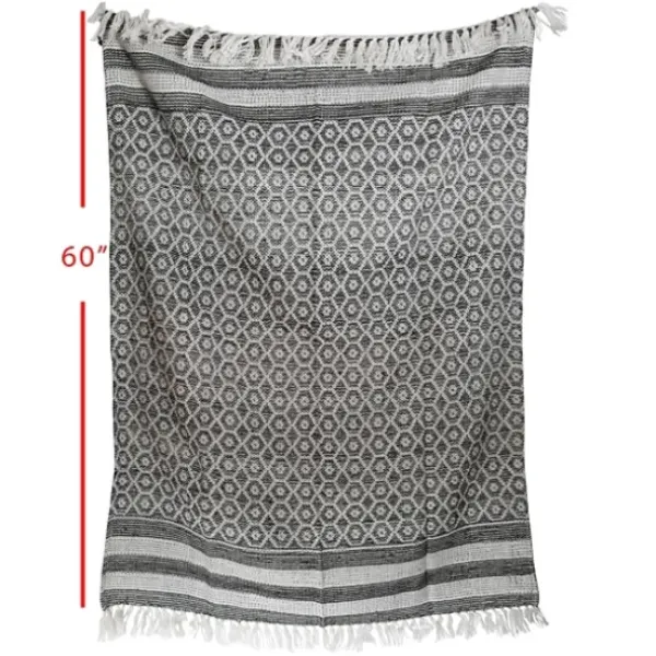 Blankets & Throws-Kirkland's Home Midnight Honeycomb Outdoor Throw Blanket White/Black