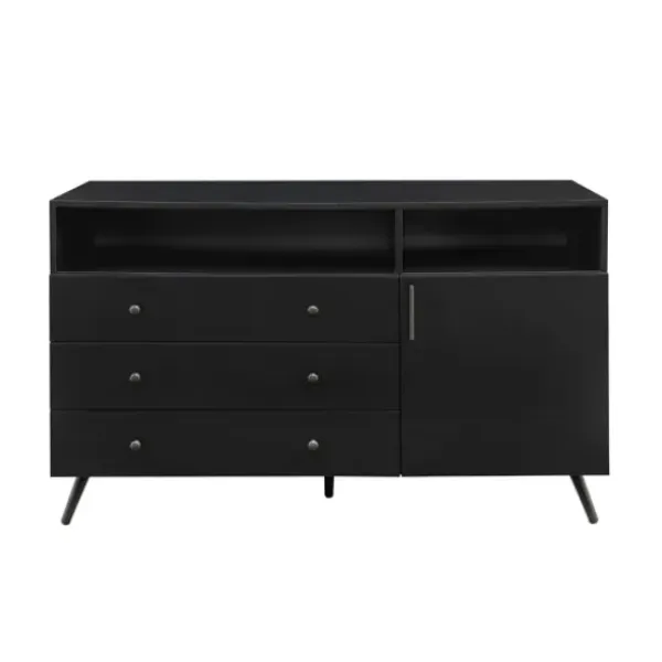 Cabinets & Sideboards-Kirkland's Home Midnight Mid-Century Modern Sideboard