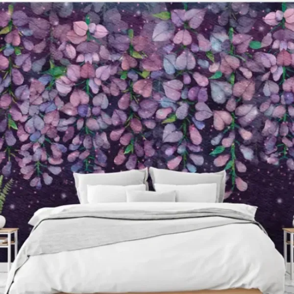 Wall Murals & Wall Decals-Kirkland's Home Midnight Purple Wisteria Peel And Stick Wall Mural Purple/Multi