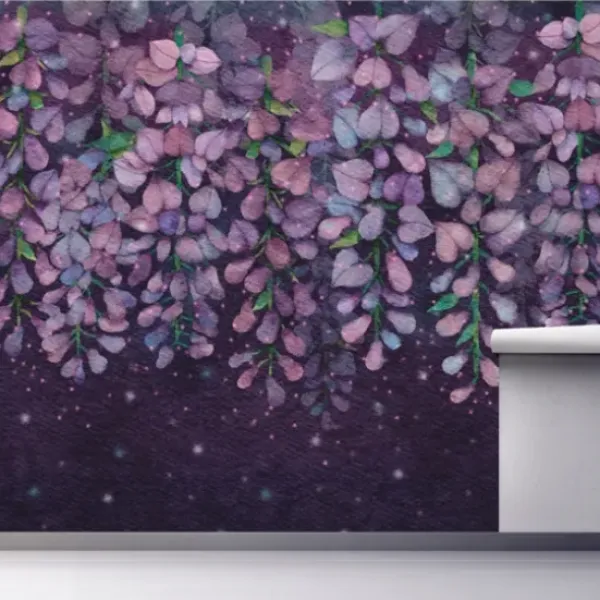 Wall Murals & Wall Decals-Kirkland's Home Midnight Purple Wisteria Peel And Stick Wall Mural Purple/Multi
