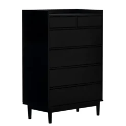Dressers & Chests-Kirkland's Home Midnight Solid Wood Pull Tab Dresser Black