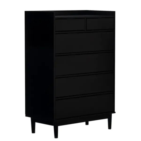Dressers & Chests-Kirkland's Home Midnight Solid Wood Pull Tab Dresser Black