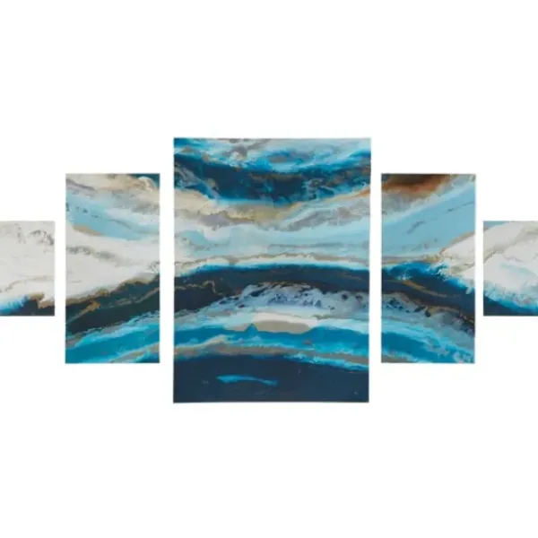 Canvas Art-Kirkland's Home Midnight Tide Canvas Art Prints, Set Of 5 Blue