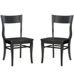 Dining Chairs-Kirkland's Home Midnight Wave Frame Dining Chairs, Set Of 2 Black