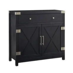 Cabinets & Sideboards-Kirkland's Home Midnight X-Shaped Doors Decorative Chest Black