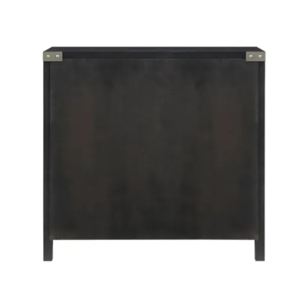 Cabinets & Sideboards-Kirkland's Home Midnight X-Shaped Doors Decorative Chest Black
