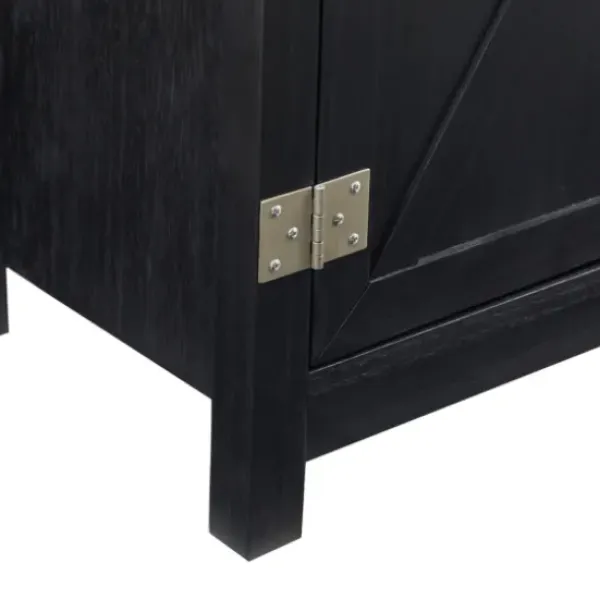 Cabinets & Sideboards-Kirkland's Home Midnight X-Shaped Doors Decorative Chest Black