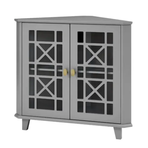 Cabinets & Sideboards-Kirkland's Home Mikie Corner Cabinet Gray