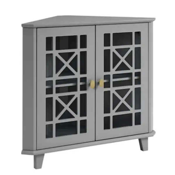 Cabinets & Sideboards-Kirkland's Home Mikie Corner Cabinet Gray