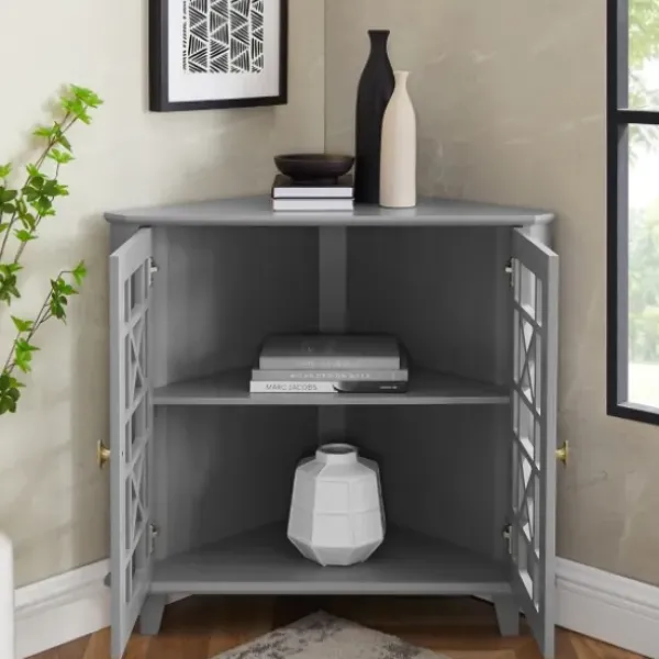 Cabinets & Sideboards-Kirkland's Home Mikie Corner Cabinet Gray