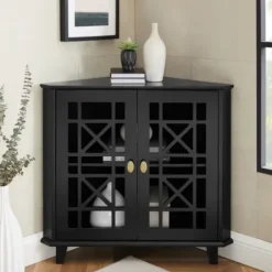 Cabinets & Sideboards-Kirkland's Home Mikie Corner Cabinet Black