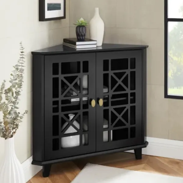 Cabinets & Sideboards-Kirkland's Home Mikie Corner Cabinet Black